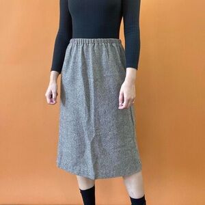 Vintage brown tweed midi pencil skirt